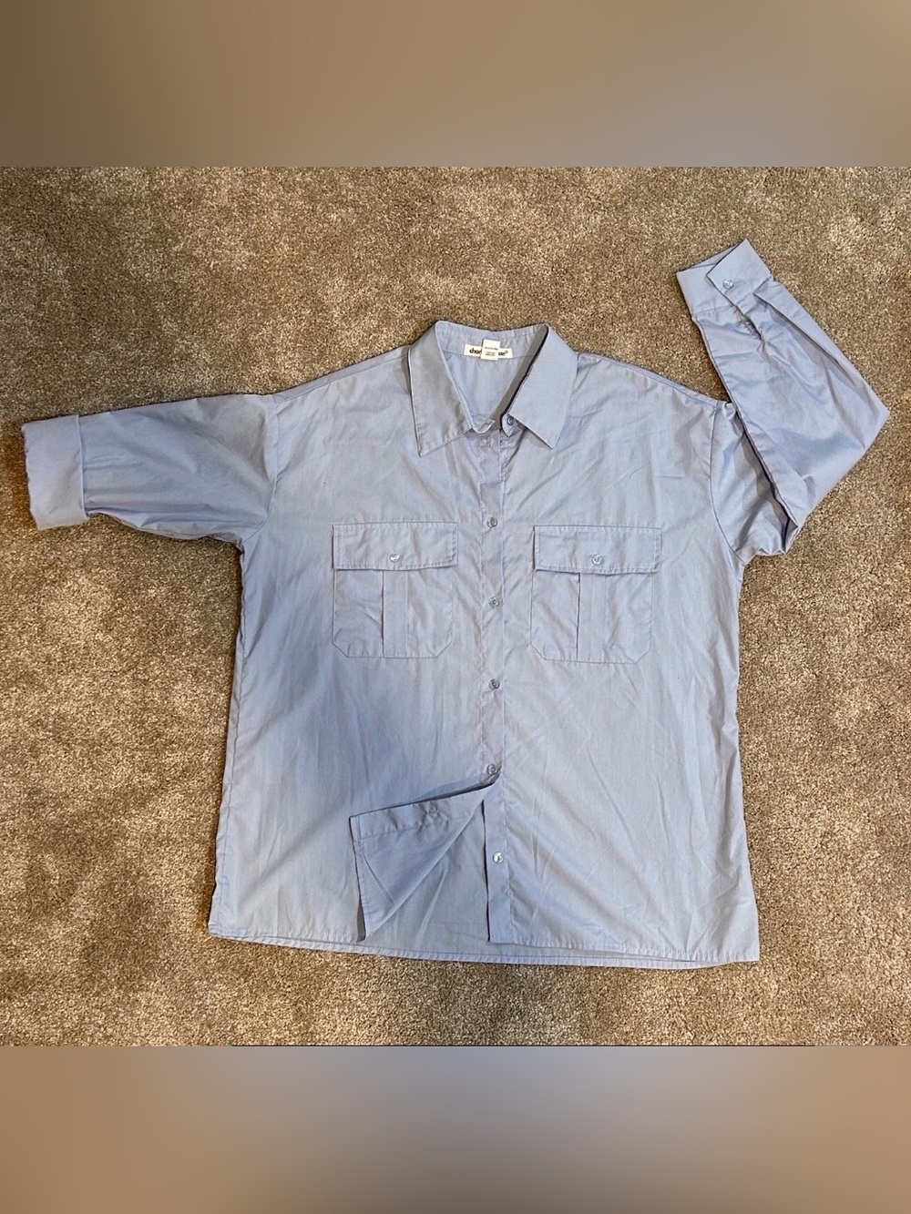 Charlotte Russe Long Sleeve Blue Button Up Blouse Womens L Relaxed Utilitarian